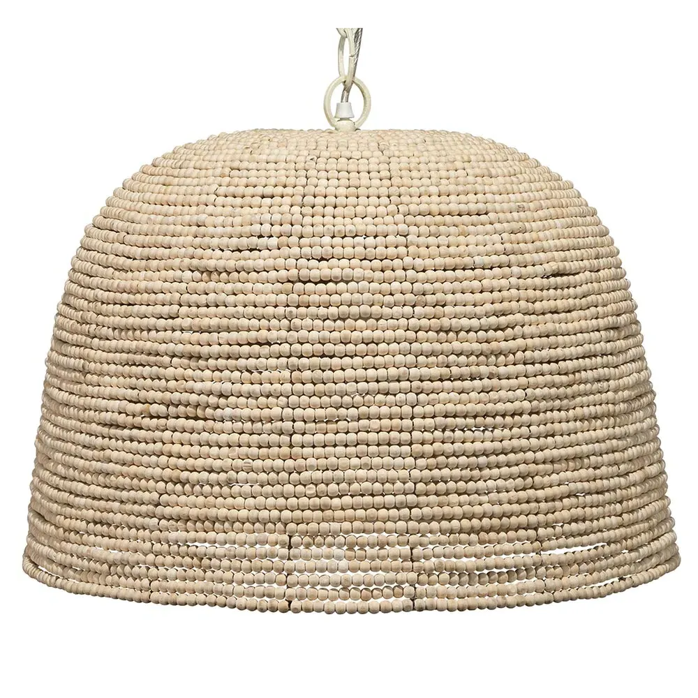 Scott Single Pendant Light - Off White, Mango Wood