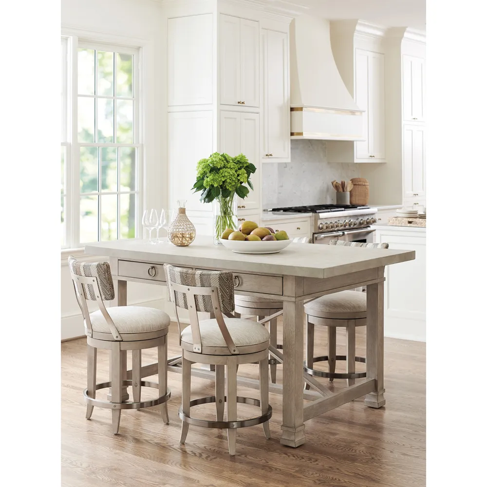 Seaboard Counter Table with Storage - Grey, Concrete