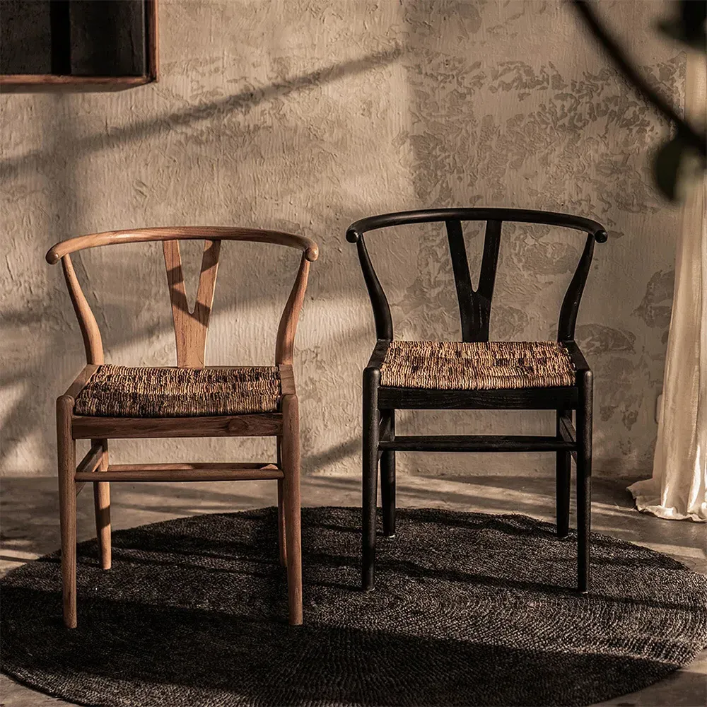 Sean Wishbone Dining Side Chair - Brown, Teak