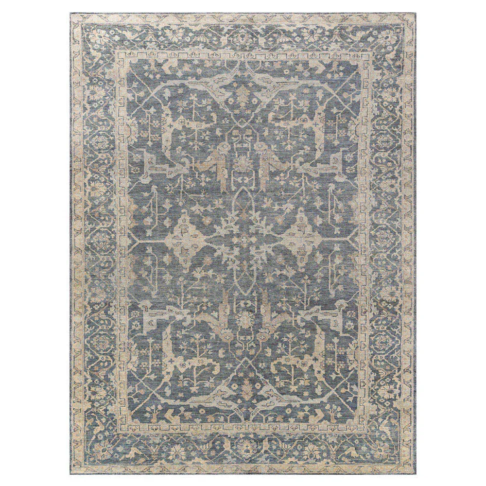 Selah Oushak Hand Knotted Rug - Blue, Wool