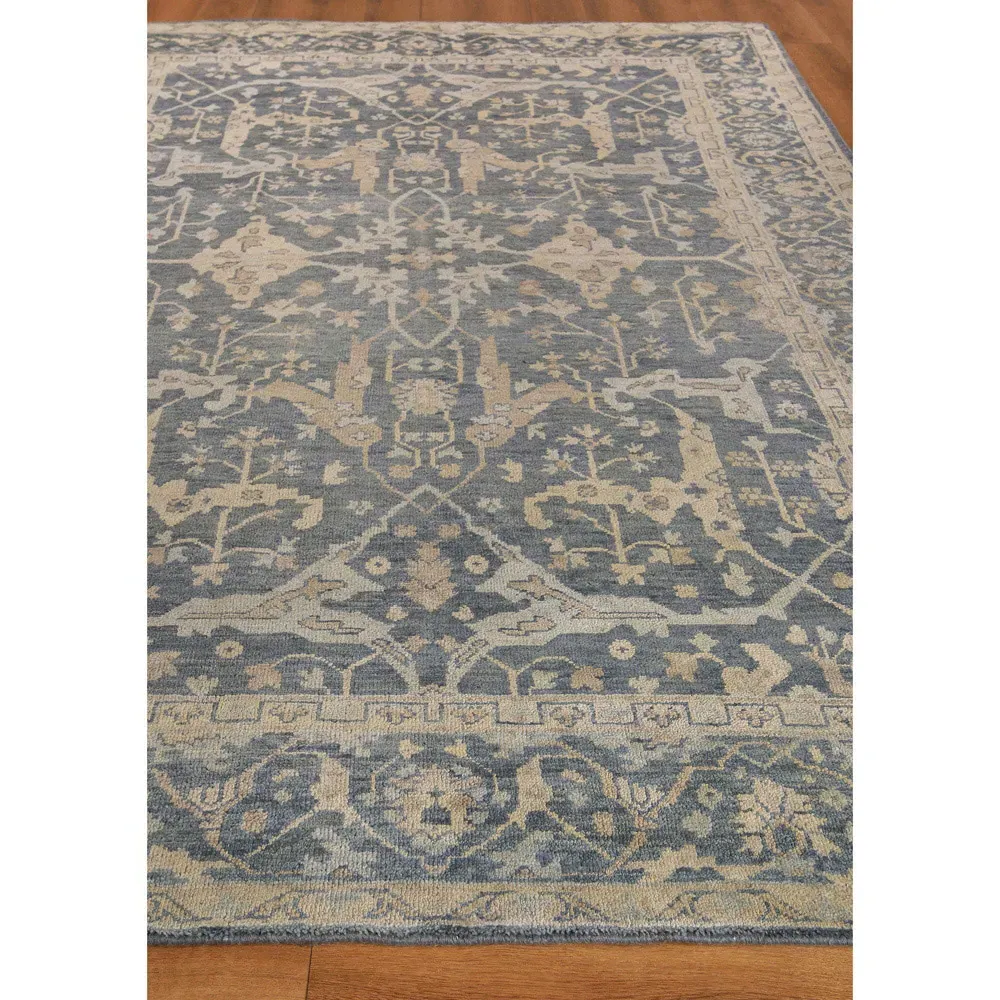 Selah Oushak Hand Knotted Rug Sample - Blue, Wool