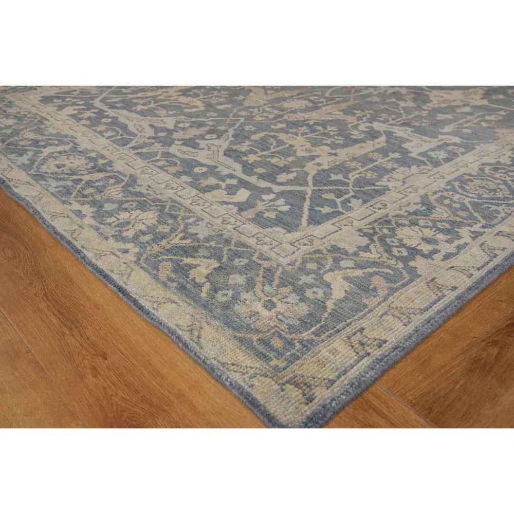 Selah Oushak Hand Knotted Rug Sample - Blue, Wool