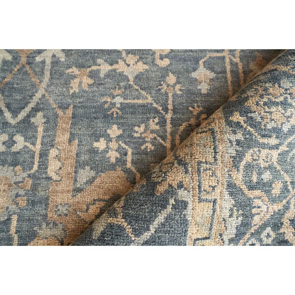 Selah Oushak Hand Knotted Rug Sample - Blue, Wool