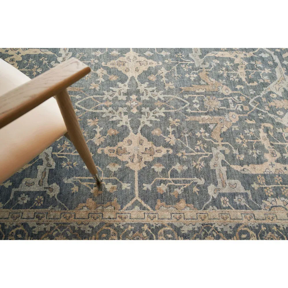 Selah Oushak Hand Knotted Rug Sample - Blue, Wool