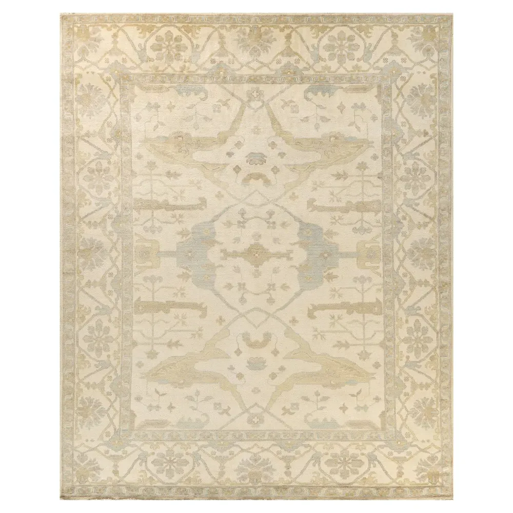 Selah Oushak Patterned Hand Knotted Rug - Brown, Wool