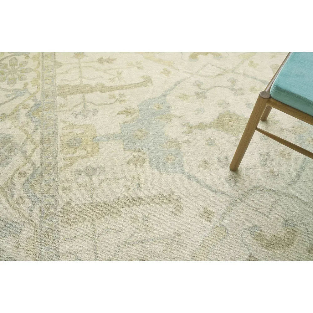 Selah Oushak Patterned Hand Knotted Rug Sample - Brown, Wool