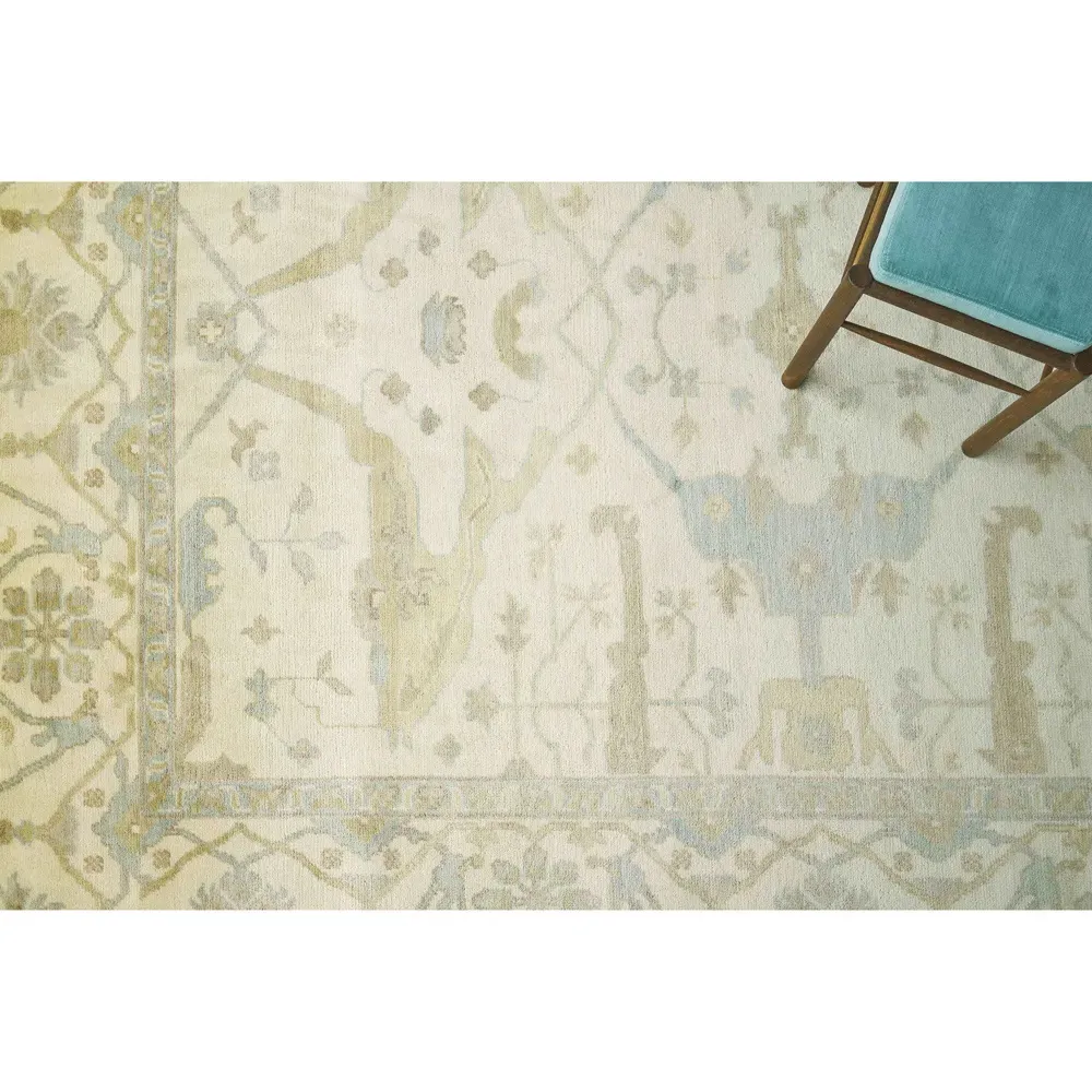 Selah Oushak Patterned Hand Knotted Rug Sample - Brown, Wool