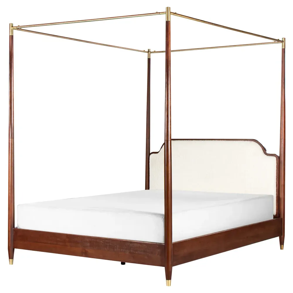 Selena King Size Canopy Bed - Brown, Oak image