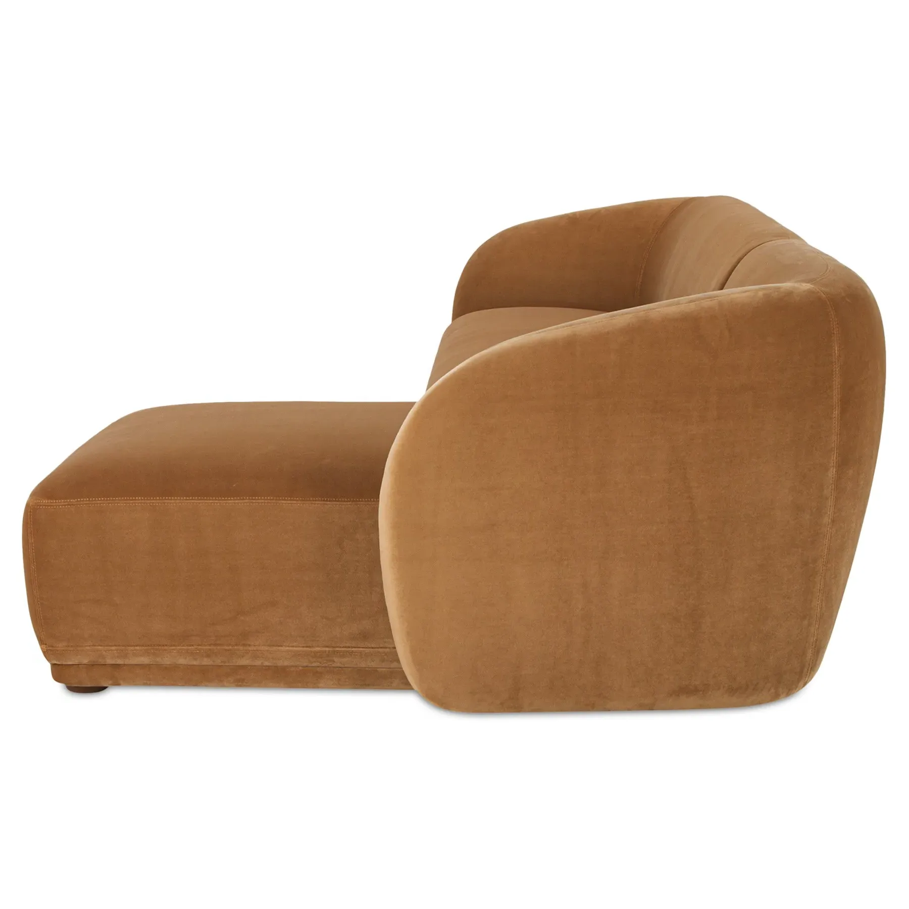Selena Left Chaise Sectional Sofa - Tan, Velvet