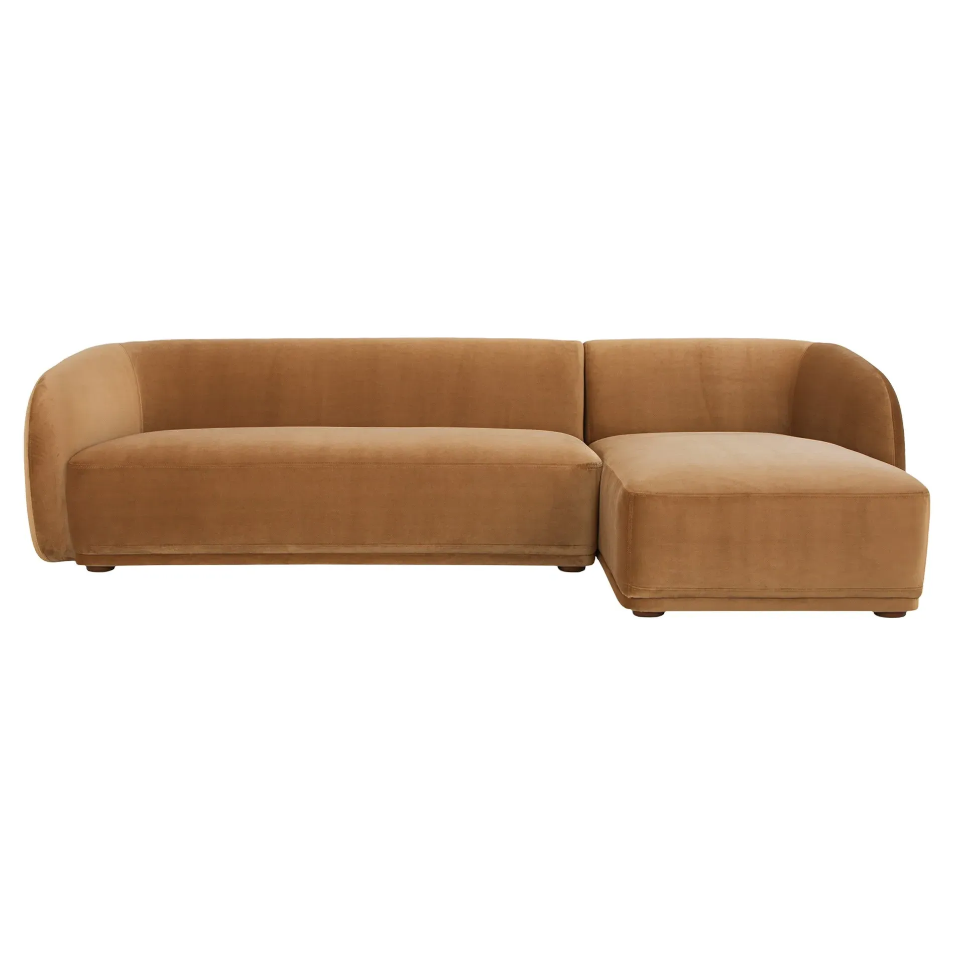 Selena Left Chaise Sectional Sofa - Tan, Velvet image