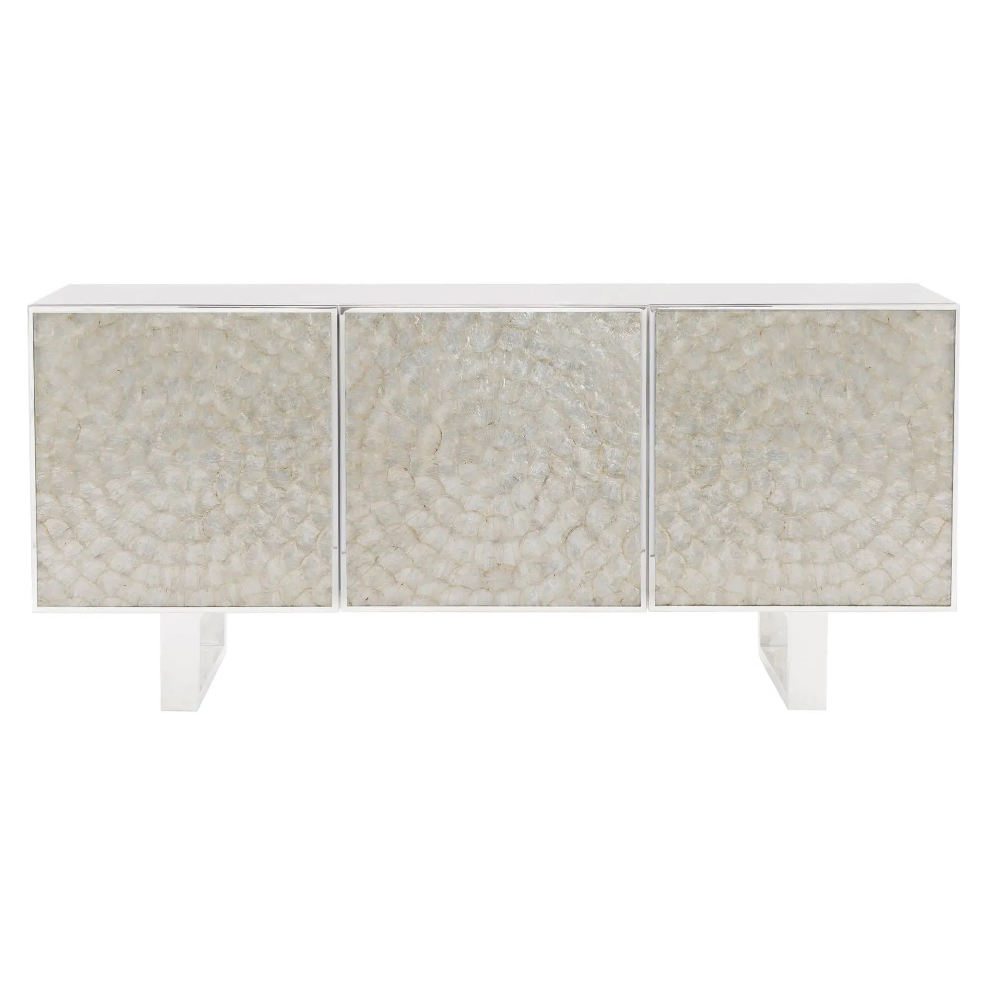 Selena Media Cabinet - White, Capiz Shell