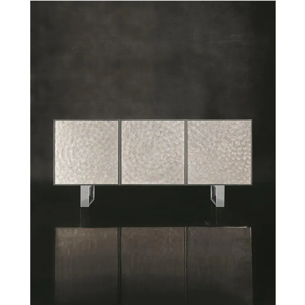 Selena Media Cabinet - White, Capiz Shell