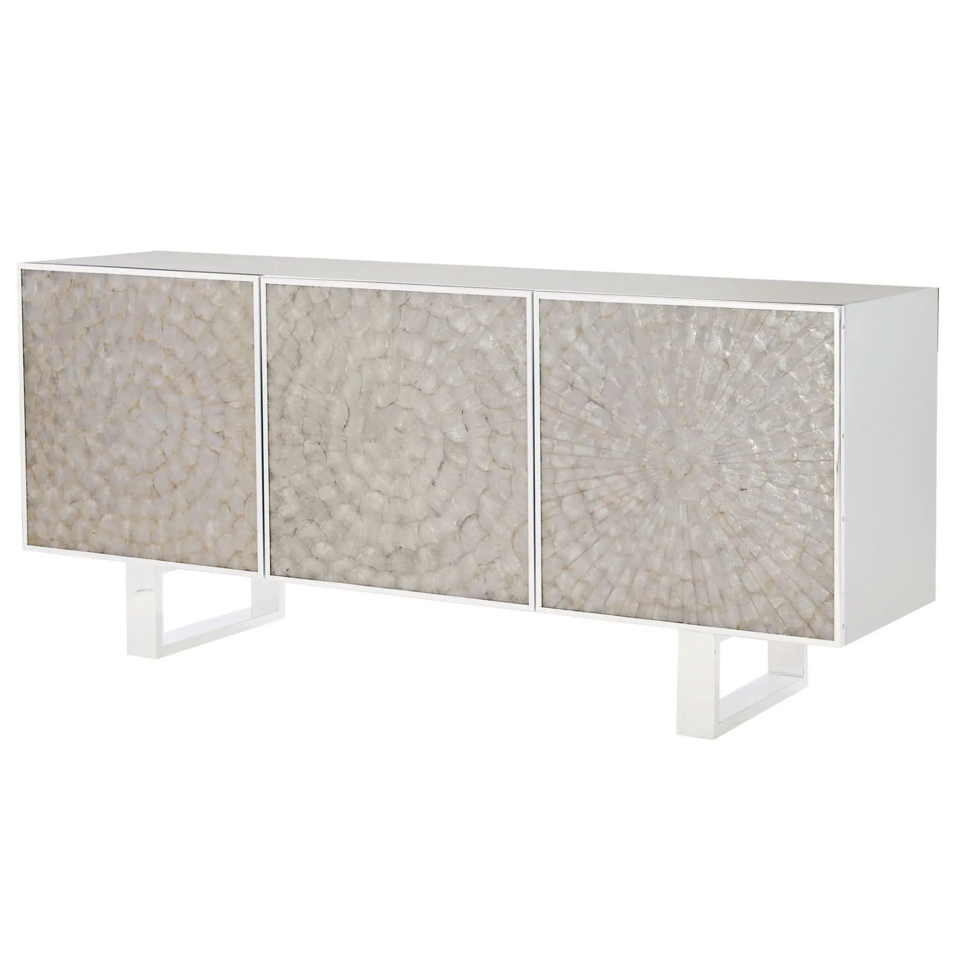 Selena Media Cabinet - White, Capiz Shell