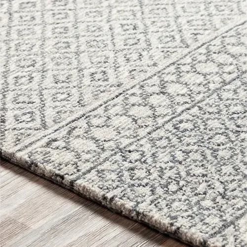 Selena Patterned Rug Sample - Grey, Wool