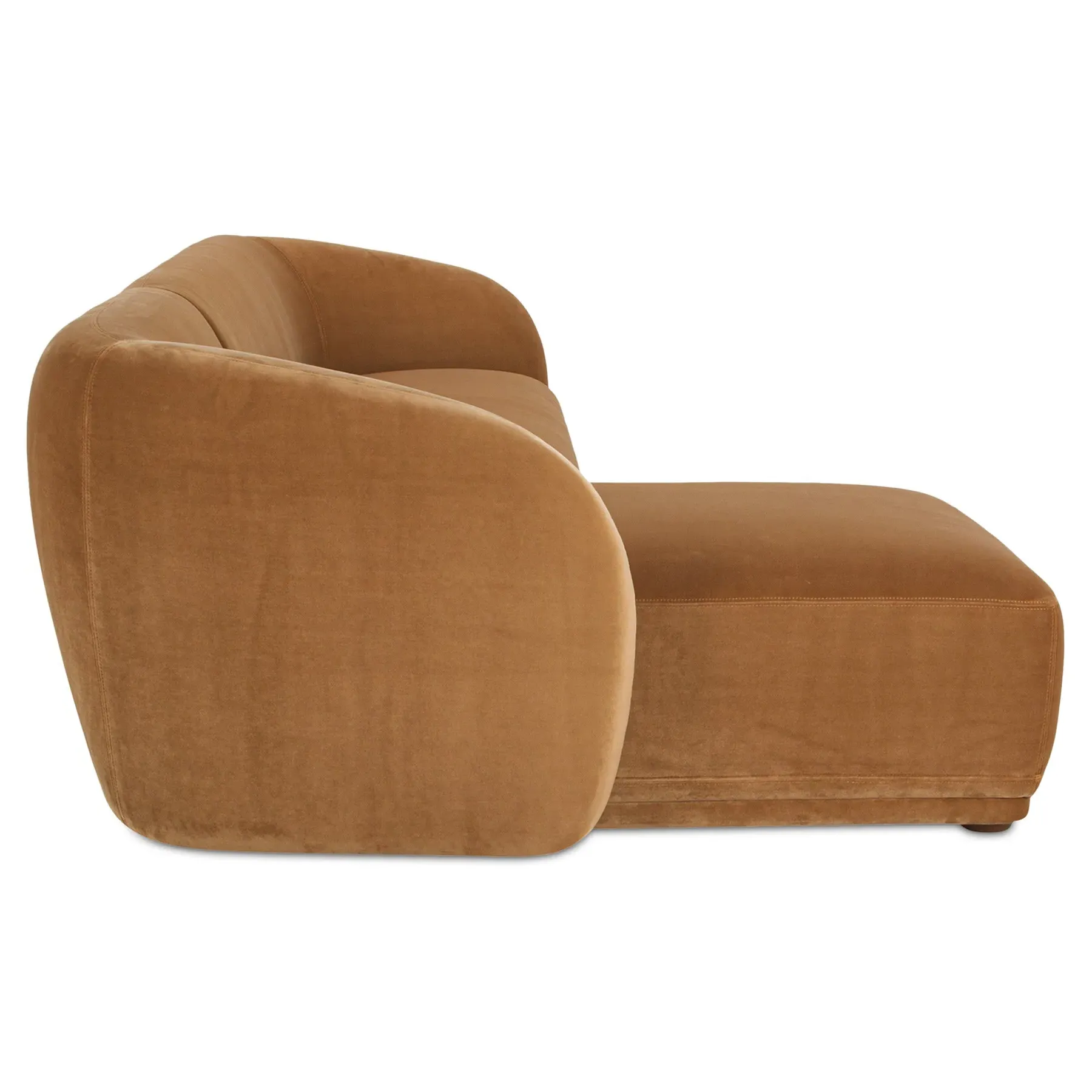 Selena Right Chaise Sectional Sofa - Tan, Velvet