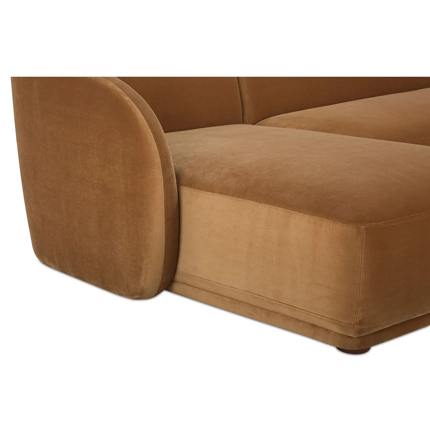 Selena Right Chaise Sectional Sofa - Tan, Velvet