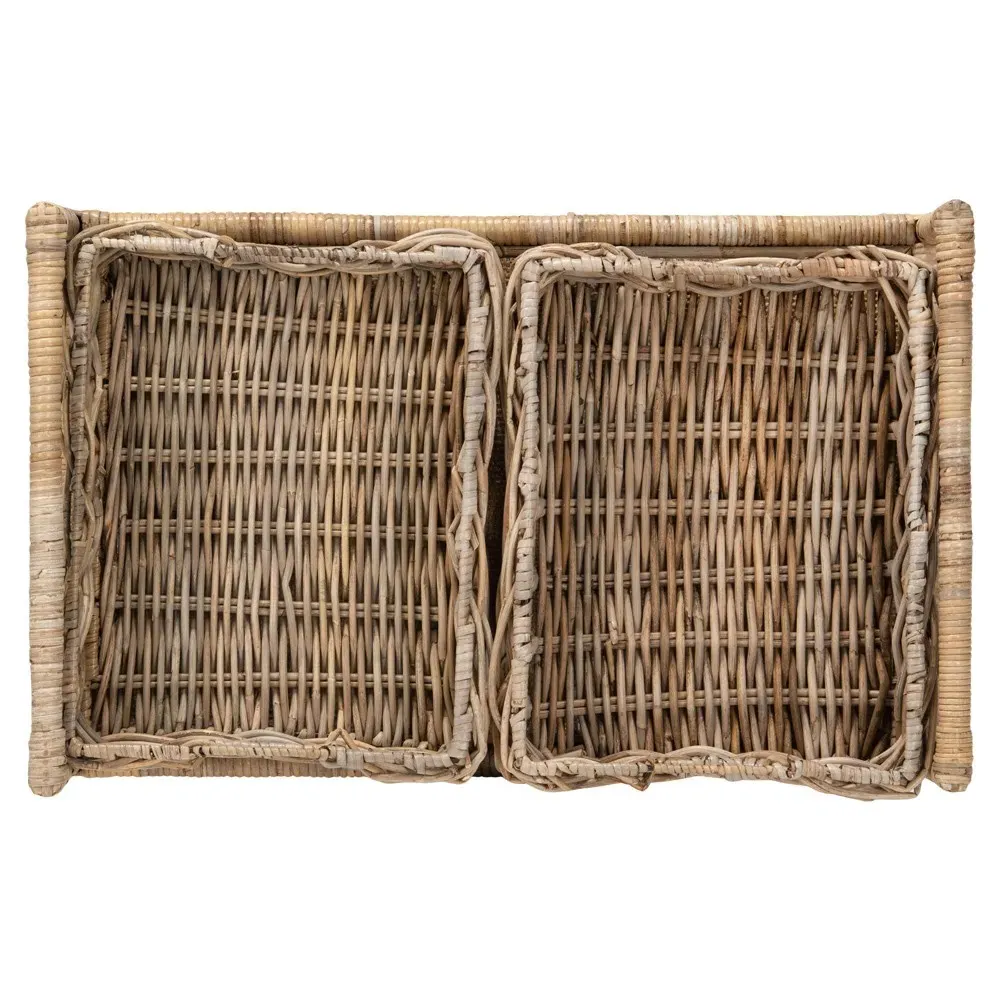 Selena Woven Rattan Bar Cart - Grey