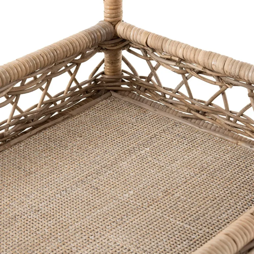 Selena Woven Rattan Bar Cart - Grey