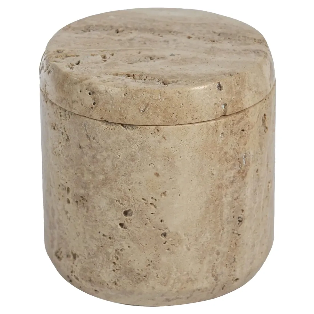 Selene Canister - Beige, Travertine Marble