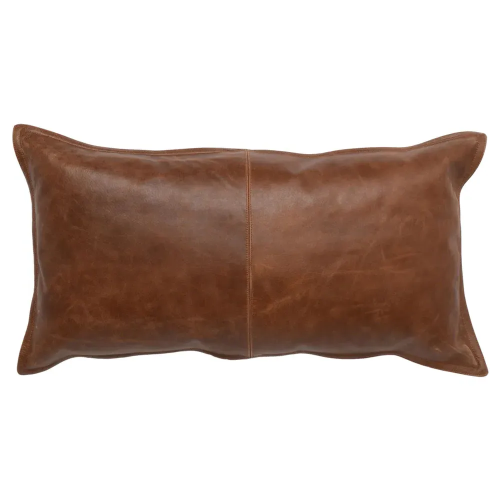 Selene Lumbar Pillow - Brown, Leather