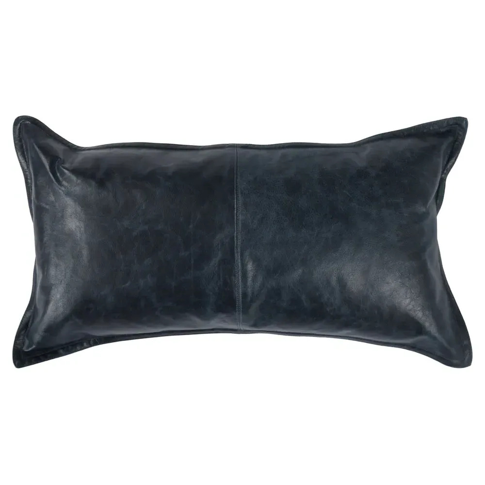 Selene Lumbar Pillow - Dark Blue, Leather