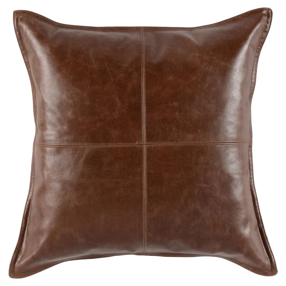 Selene Square Throw Pillow - Brown, Leather