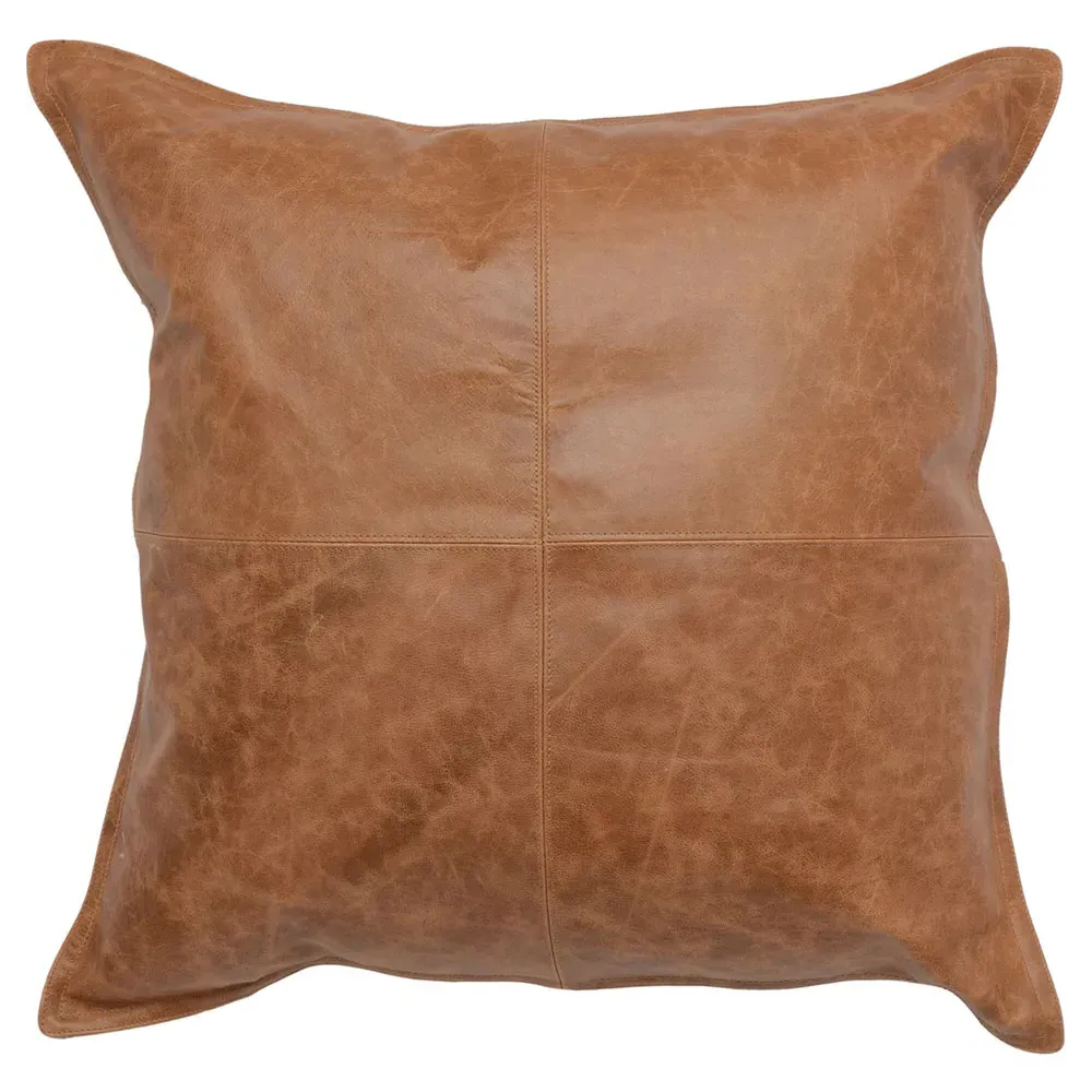 Selene Square Throw Pillow - Chestnut Brown, Leather