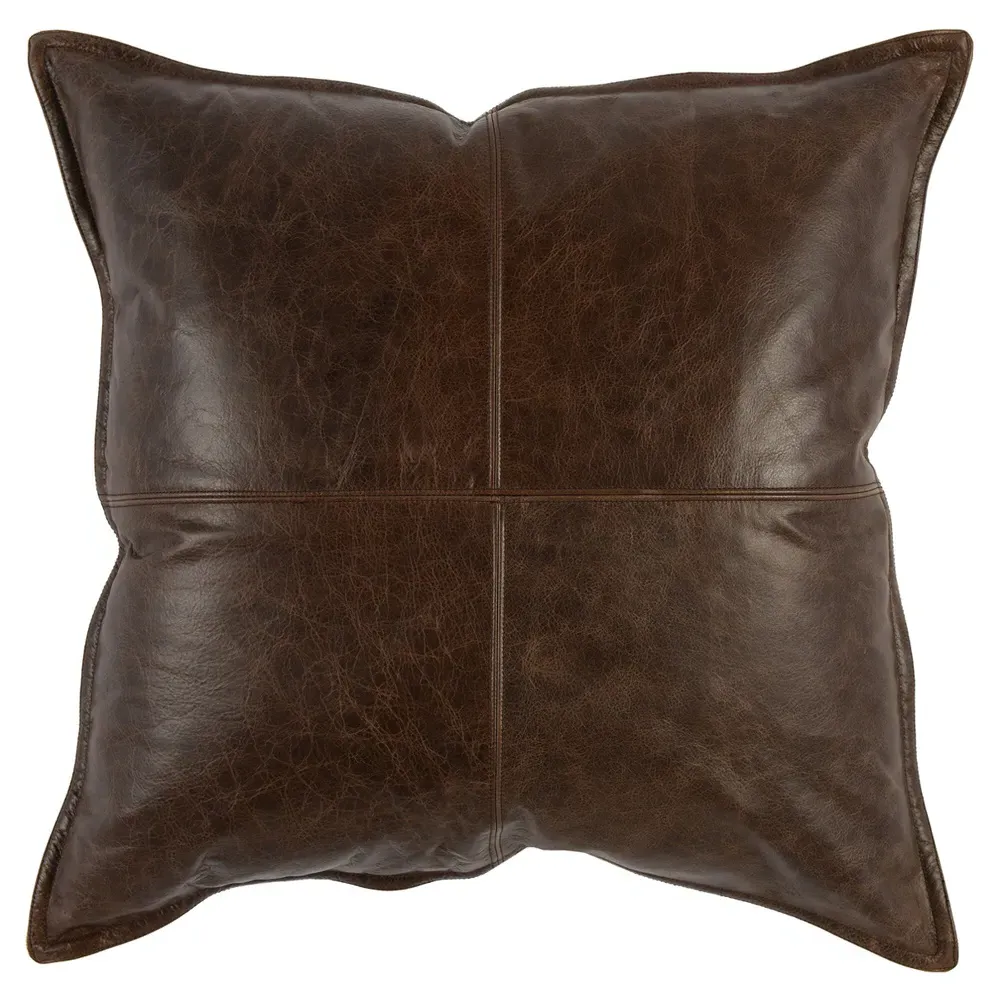 Selene Square Throw Pillow - Chocolate Brown, Leather