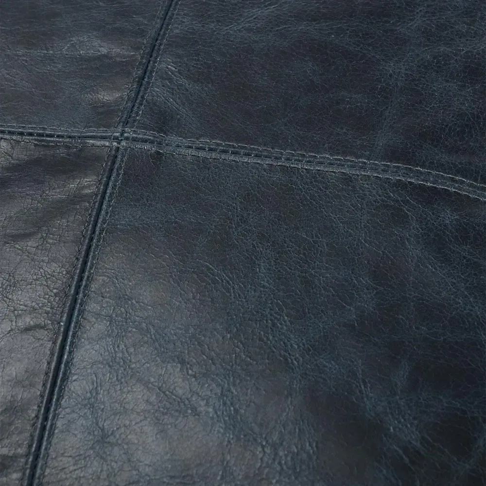 Selene Square Throw Pillow - Dark Blue, Leather