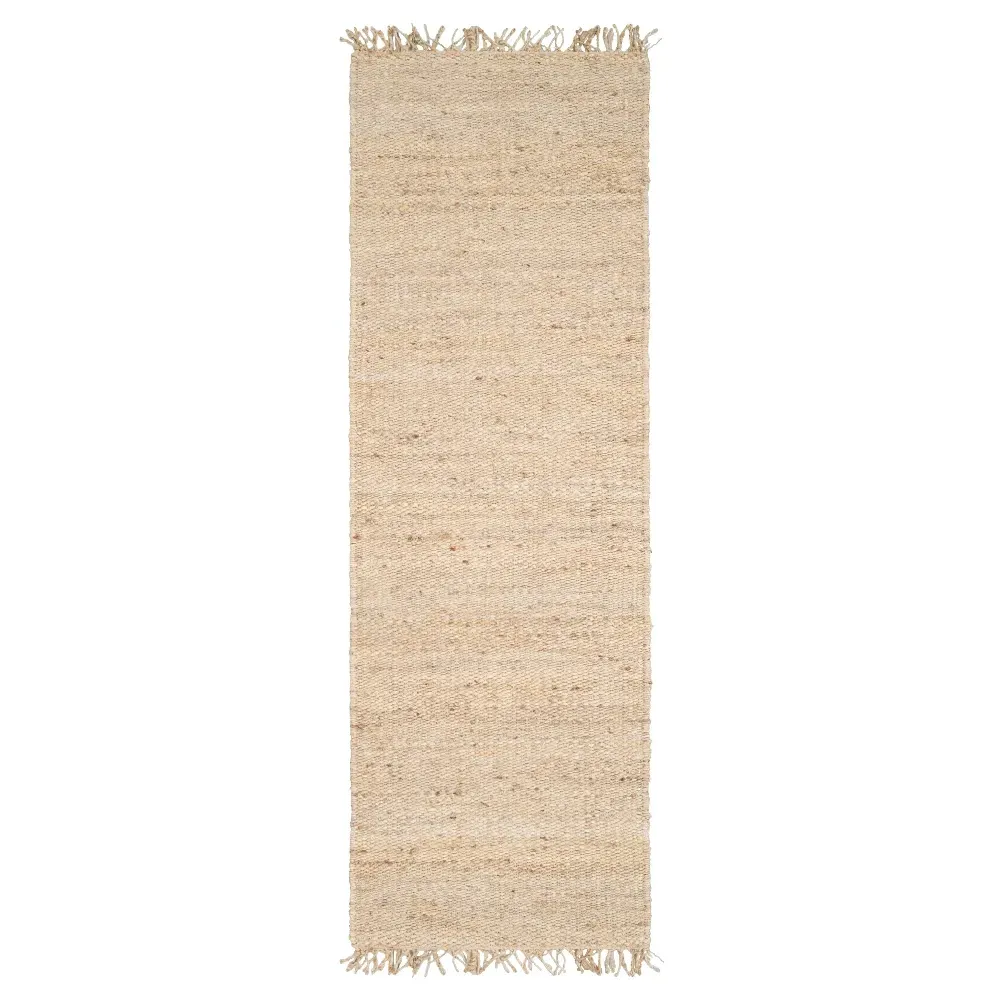 Selina Woven Rug with Fringe - Ivory, Jute