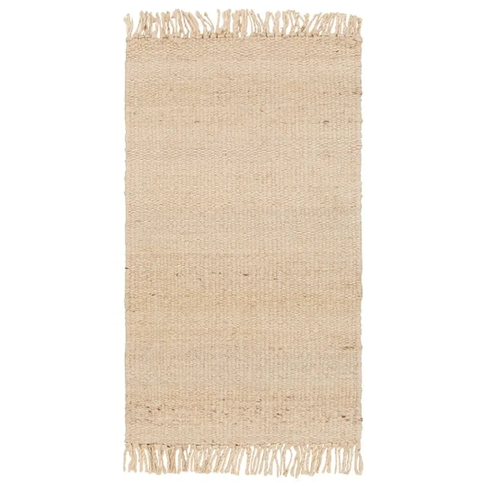 Selina Woven Rug with Fringe - Ivory, Jute