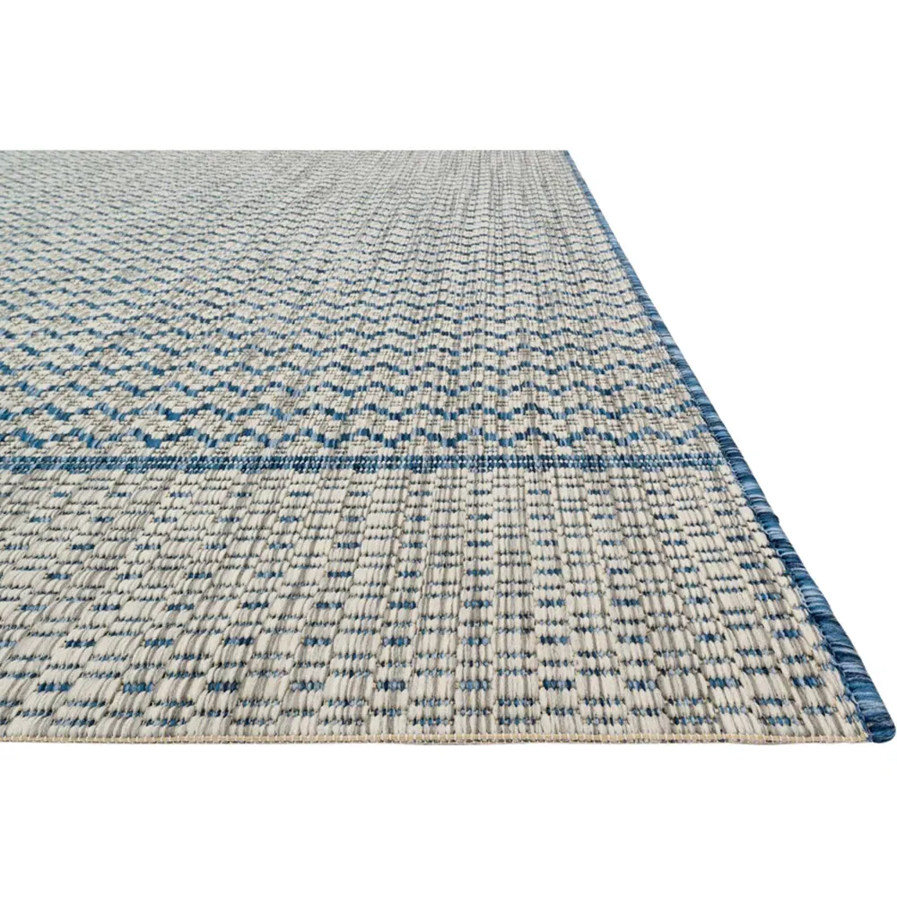 Selric Bazaar Zig Zag Indoor Outdoor Rug - Blue Grey, Polypropylene