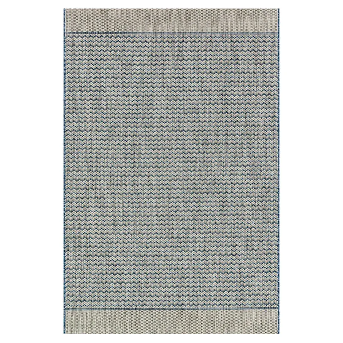 Selric Bazaar Zig Zag Indoor Outdoor Rug - Blue Grey, Polypropylene