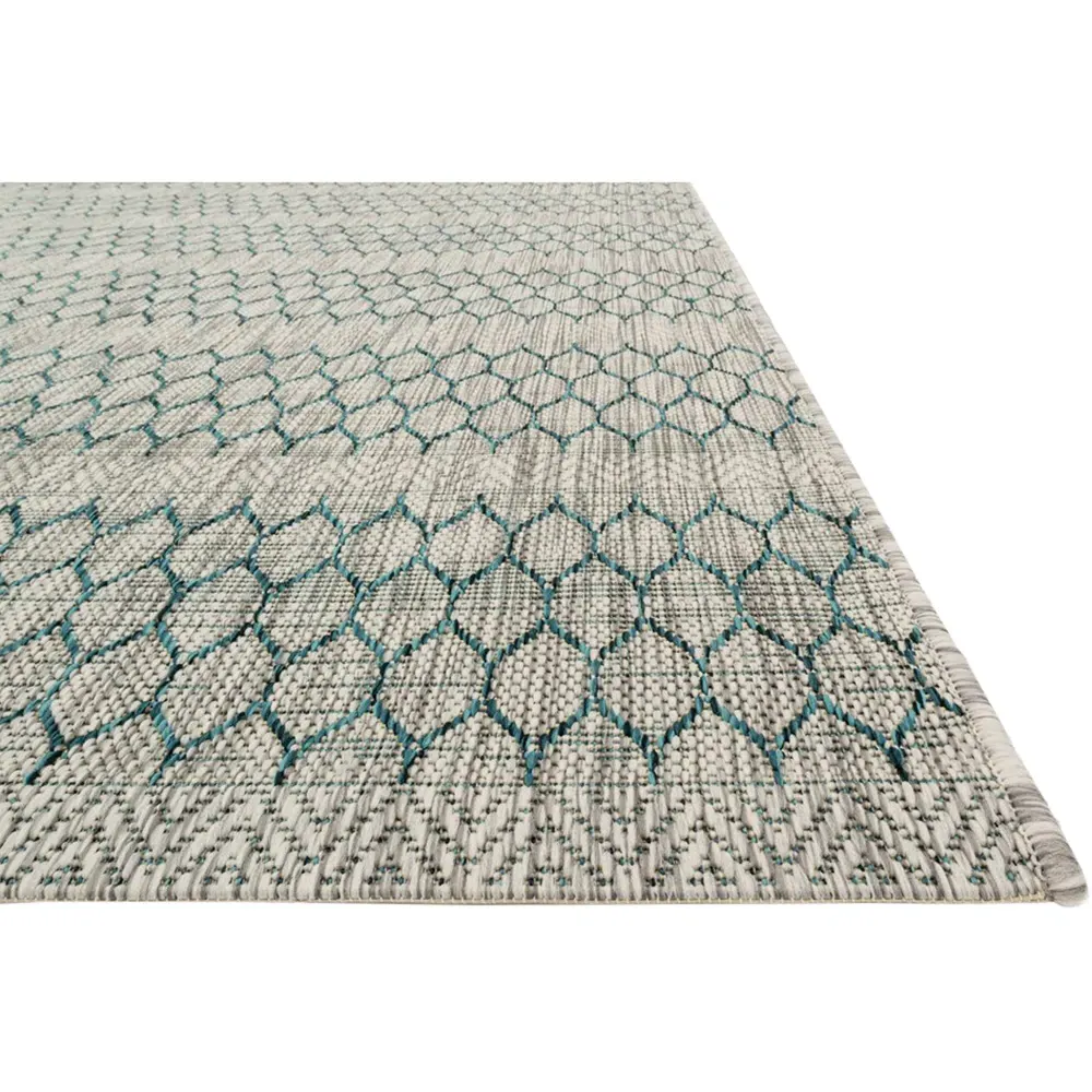 Selric Tulum Indoor Outdoor Rug - Teal Grey, Polypropylene