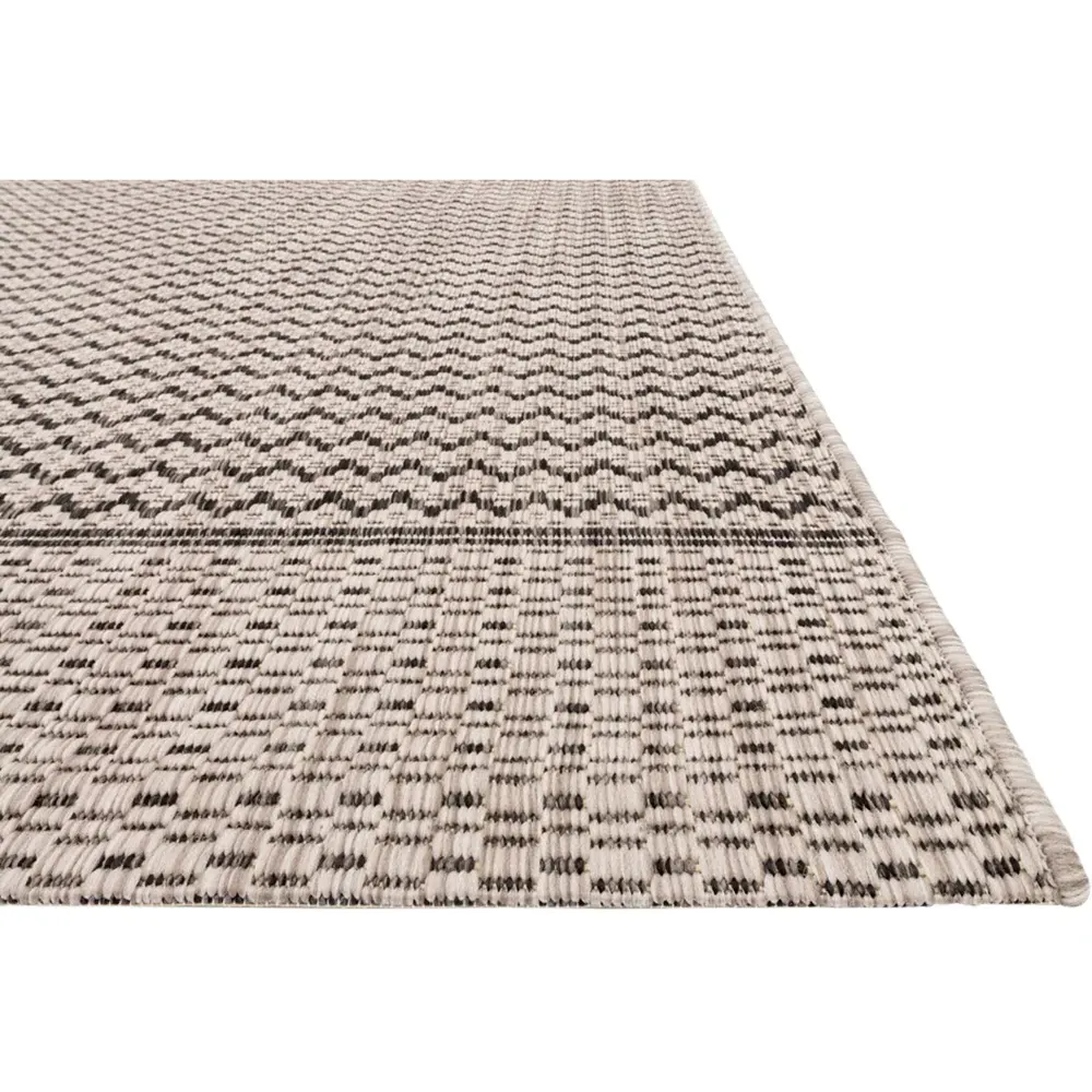 Selric Zig Zag Indoor Outdoor Rug - Black Grey, Polypropylene