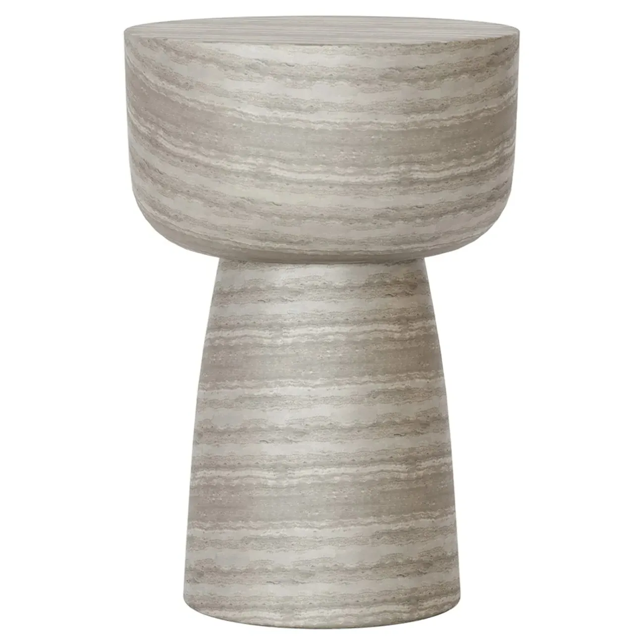 Selwyn Round Pedestal Side Table - Beige, Concrete