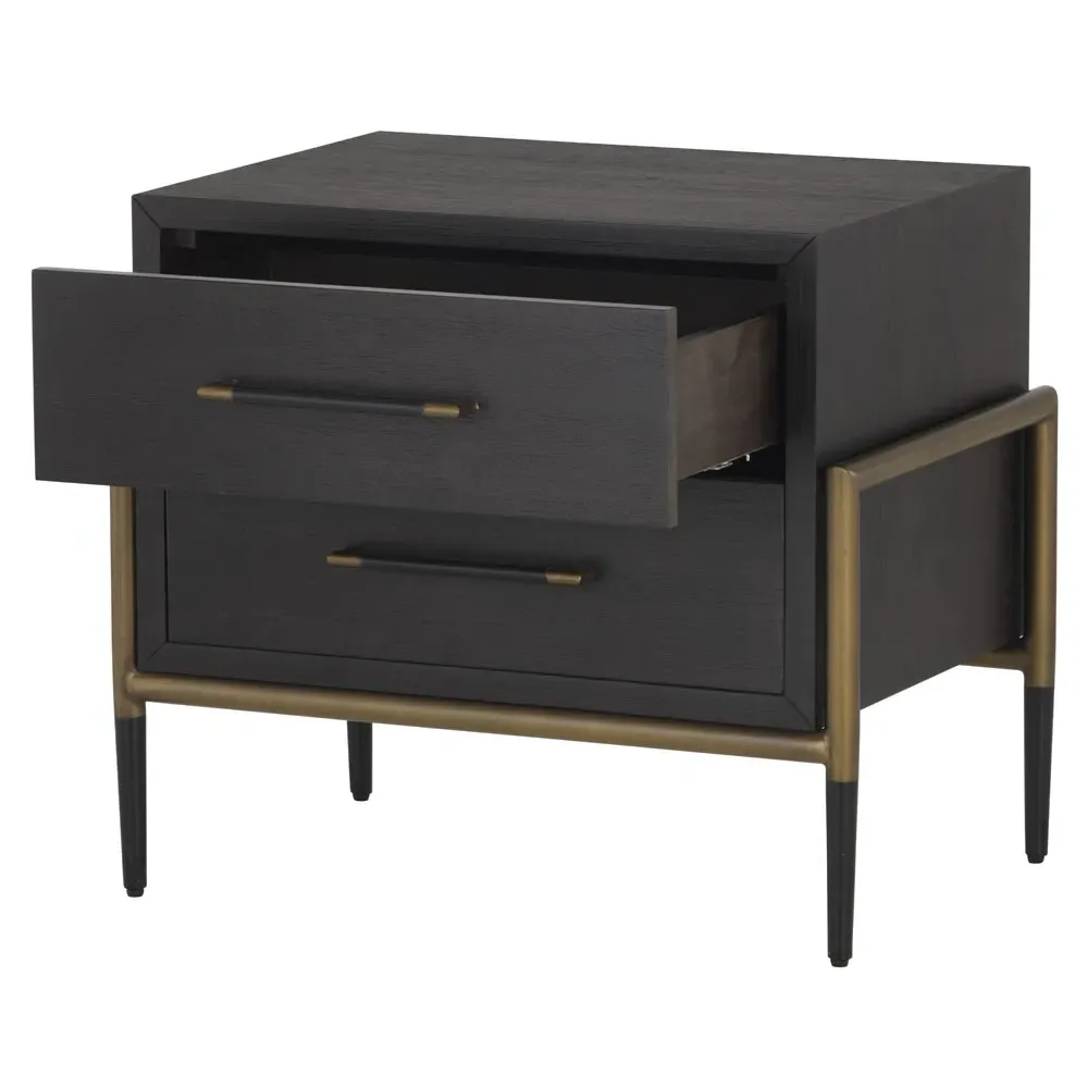 Senesca 2 Drawer Nightstand - Brown, Acacia Wood