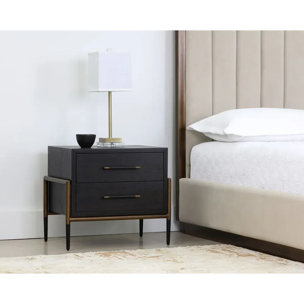 Senesca 2 Drawer Nightstand - Brown, Acacia Wood