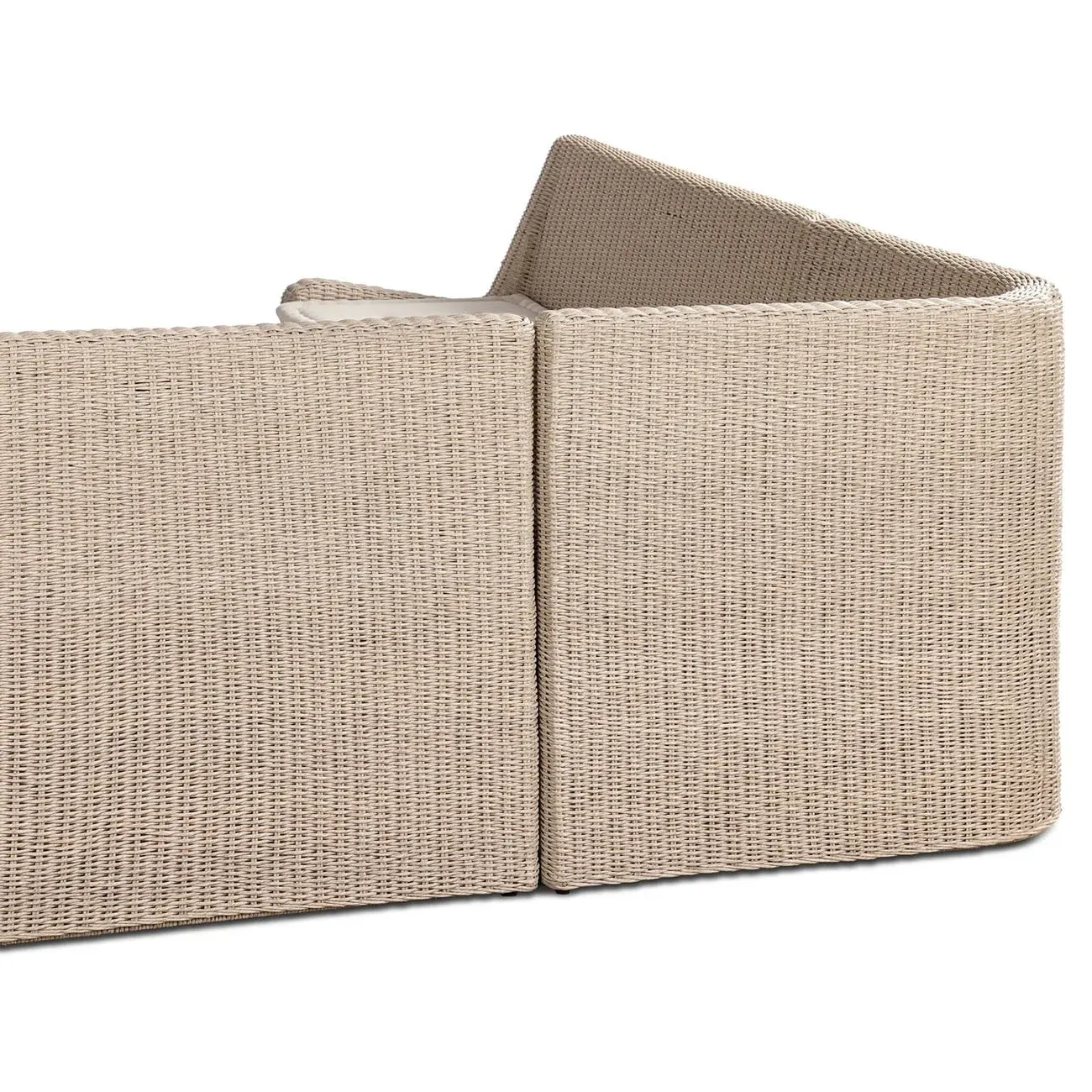 Senna L-Shaped Outdoor Dining Banquette - Vintage White, Rattan