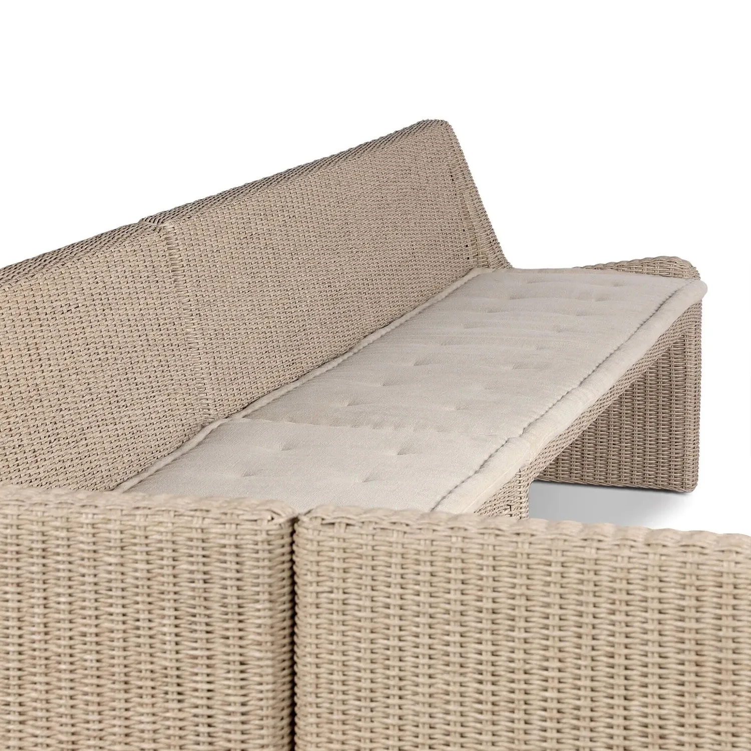 Senna L-Shaped Outdoor Dining Banquette - Vintage White, Rattan