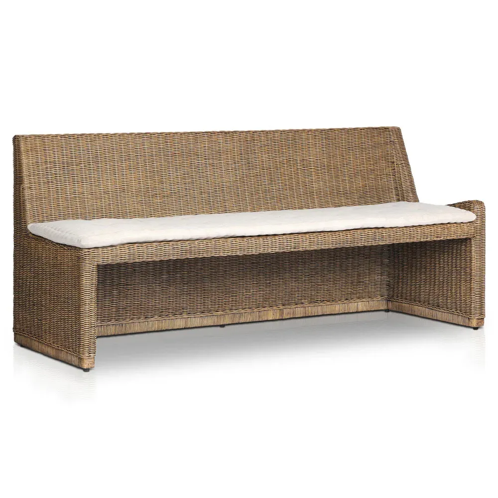 Senna Left Arm Dining Bench - Beige, Linen