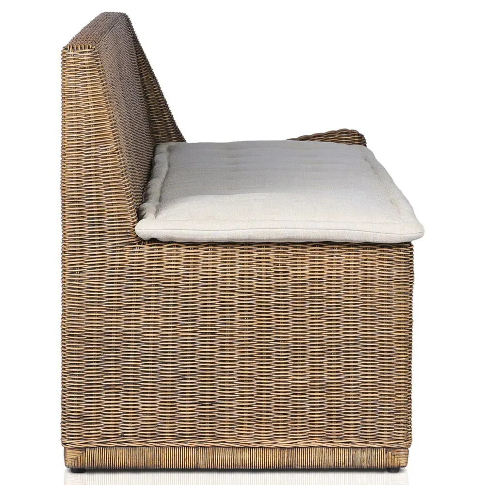 Senna Left Arm Dining Bench - Beige, Linen