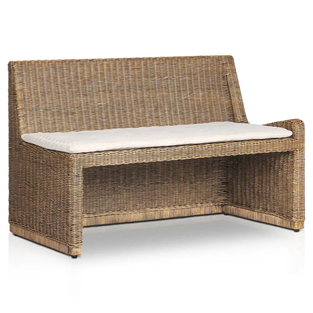 Senna Left Arm Dining Bench - Beige, Linen