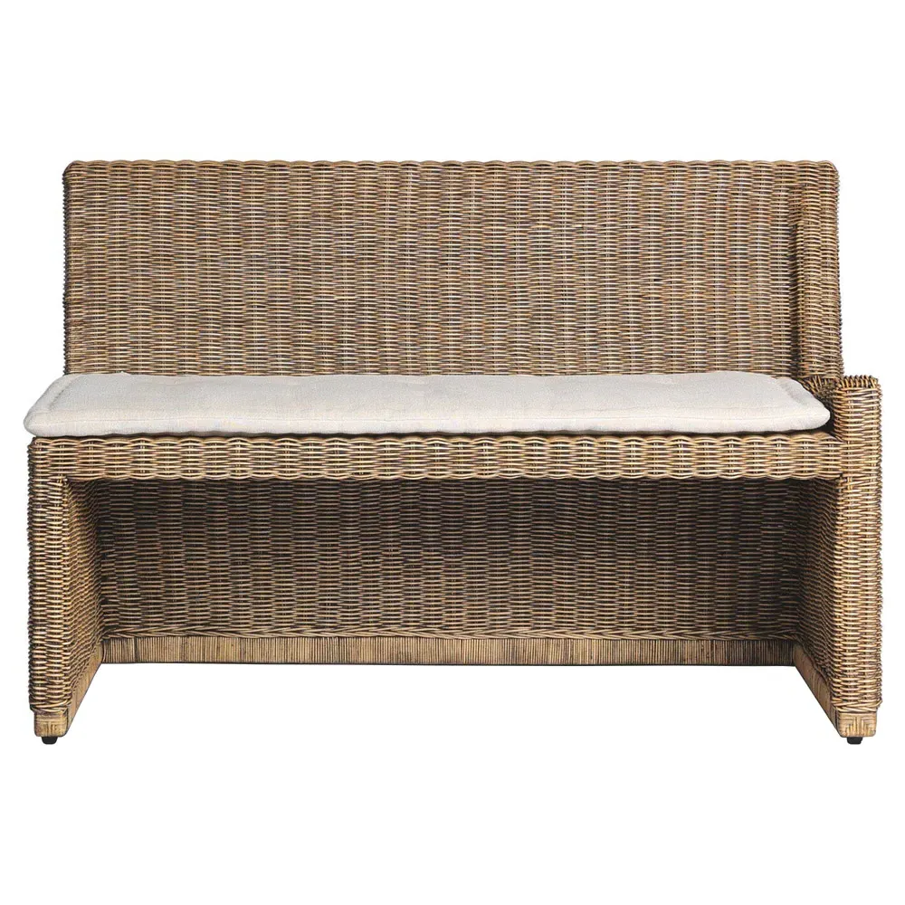 Senna Left Arm Dining Bench - Beige, Linen