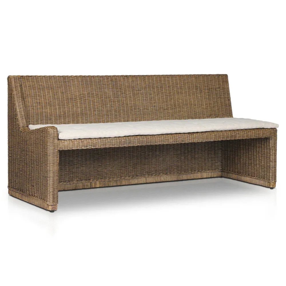 Senna Right Arm Dining Bench - Beige, Linen