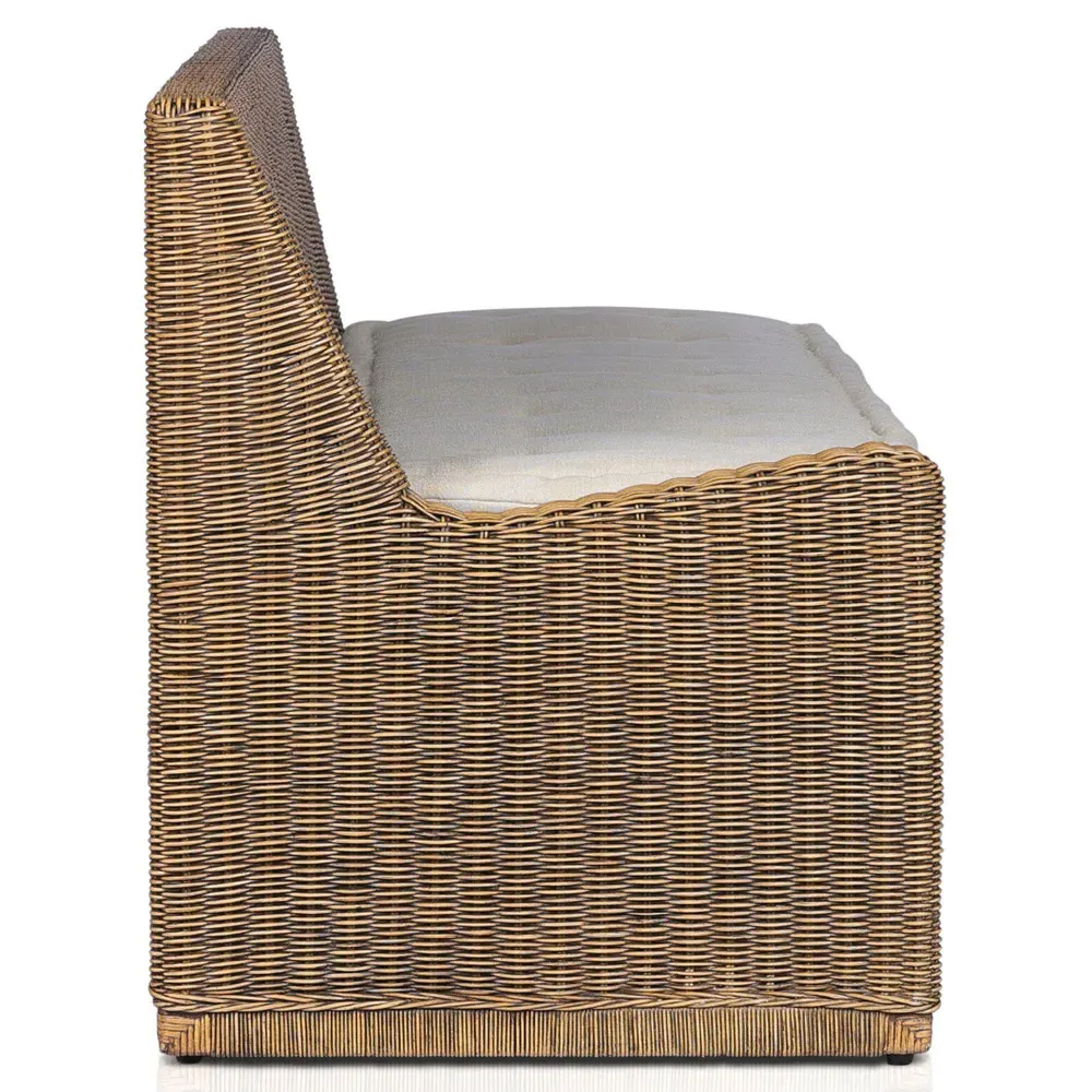 Senna Right Arm Dining Bench - Beige, Linen