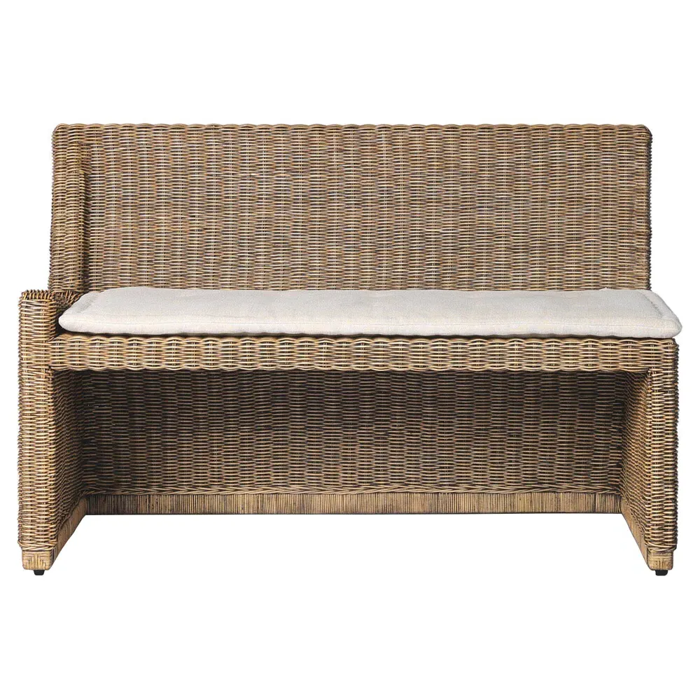 Senna Right Arm Dining Bench - Beige, Linen