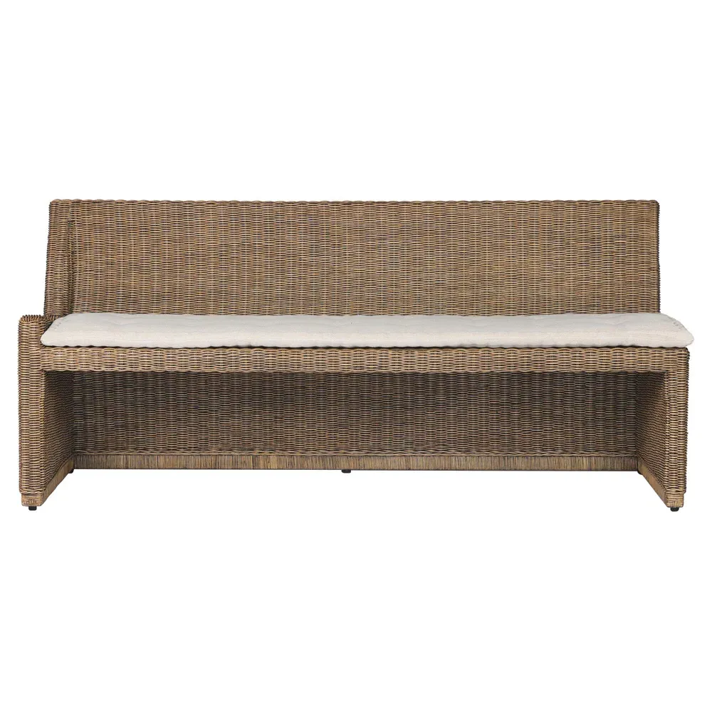 Senna Right Arm Dining Bench - Beige, Linen