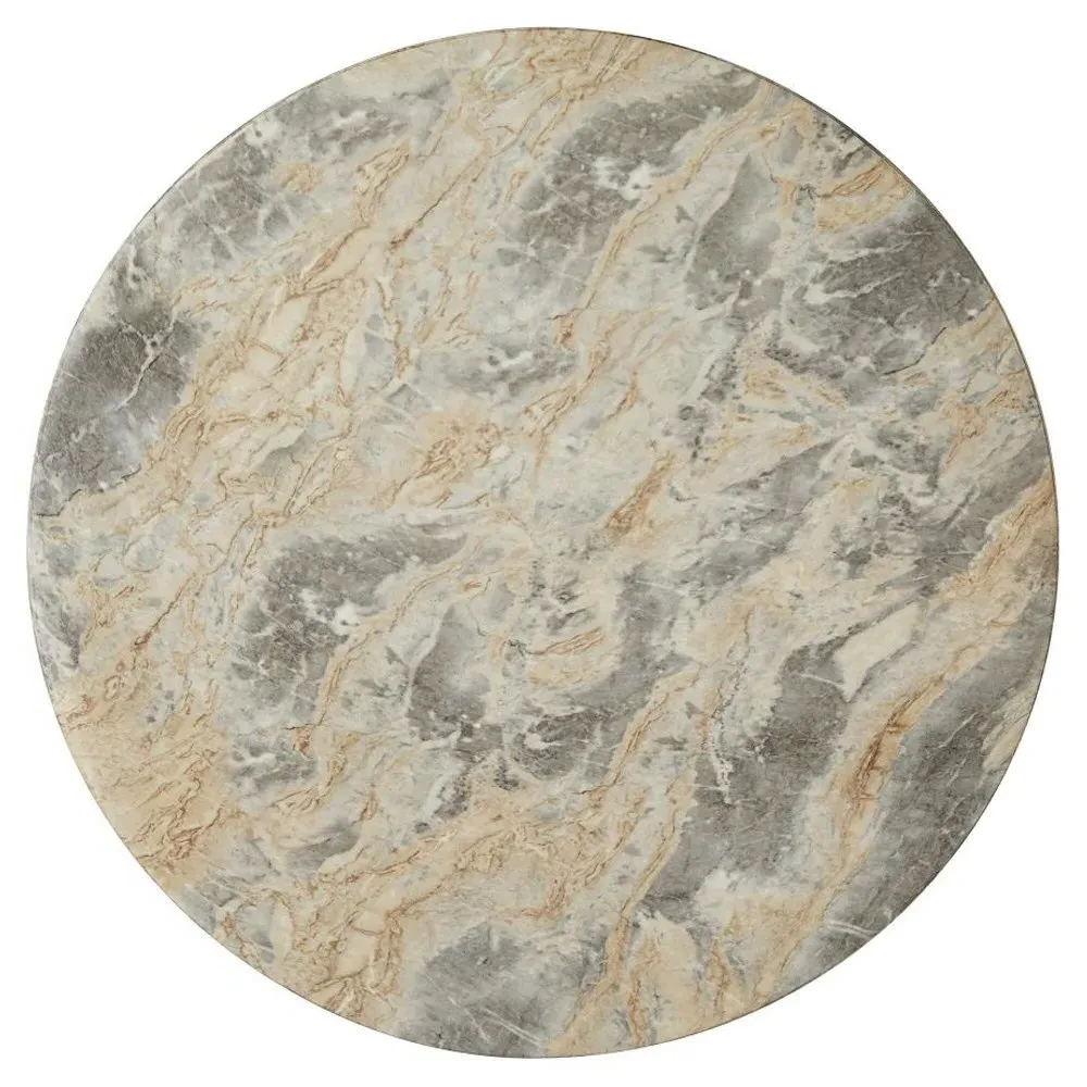 Serafina Round Side Table - Grey, Faux Marble