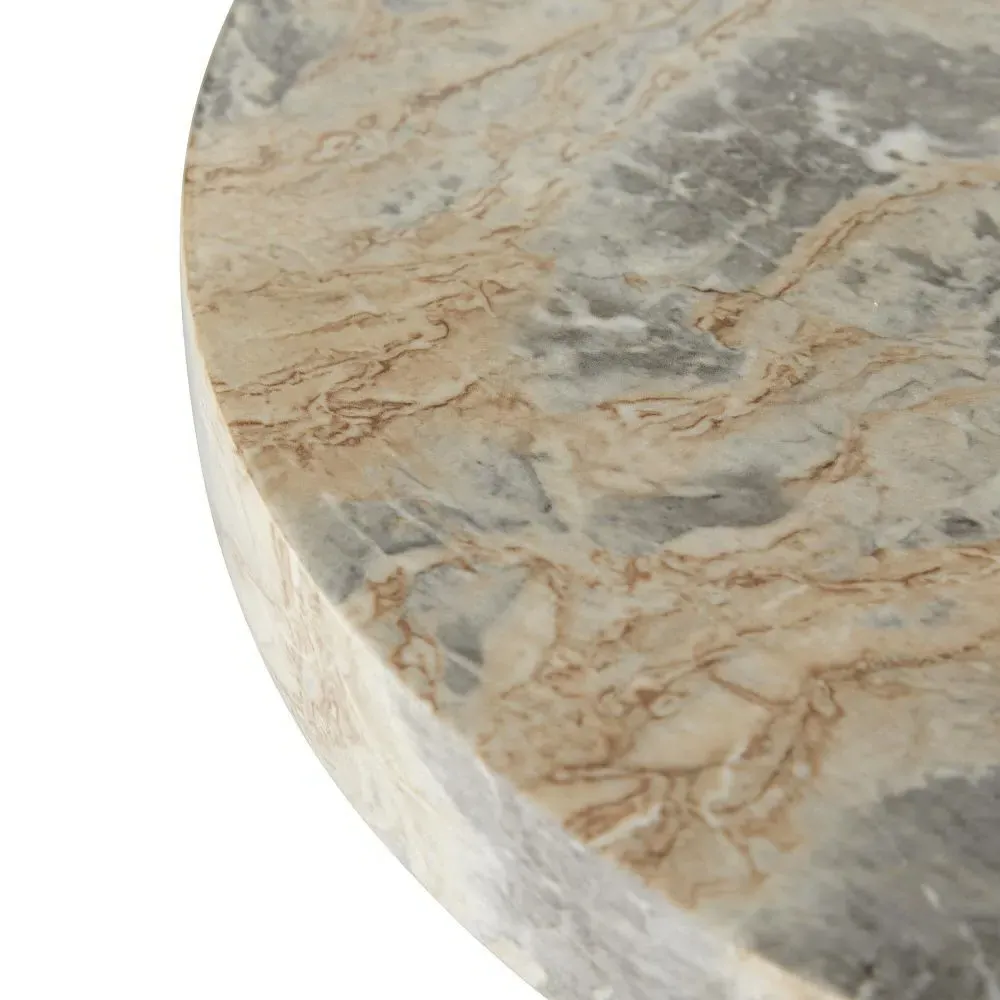 Serafina Round Side Table - Grey, Faux Marble